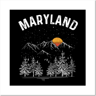 Vintage Retro Maryland State Posters and Art